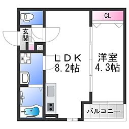 1er つばきIII 3階1LDKの間取り