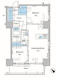 ルフォンプログレ滝野川 9階2LDKの間取り