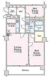 グラマシー恵比寿 1階2LDKの間取り