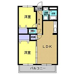 リバティゾーン 3階2LDKの間取り