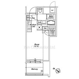 ザ六本木東京クラブレジデンス ワンルームの間取図画像