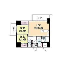 JR関西本線 JR難波駅 徒歩3分の賃貸マンション 9階2LDKの間取り