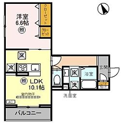 Noble Villa土呂町 1階1LDKの間取り