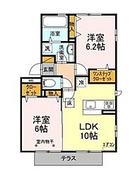 アリエスマンション 1階2LDKの間取り