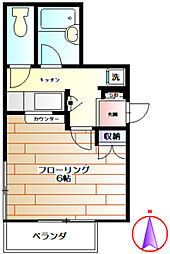西武新宿線 野方駅 徒歩1分の賃貸アパート 1階1Kの間取り