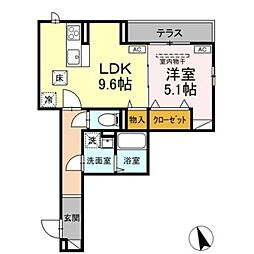 京王相模原線 京王堀之内駅 徒歩10分の賃貸アパート 3階1LDKの間取り