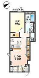 グローリア 1LDKの間取図画像
