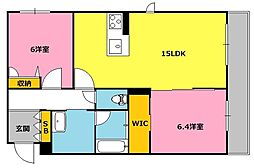 草津市野村7丁目マンション 2LDKの間取図画像