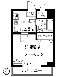アーバンハイツグッドマン 1Kの間取図画像