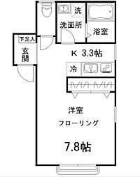 クレール東大井 1Kの間取図画像