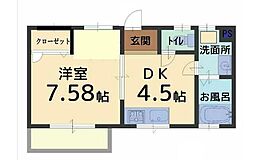 パステルポッキー 1Kの間取図画像