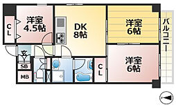 ランデージ神戸花隈 1階2SDKの間取り