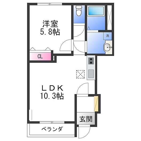 大阪府貝塚市久保(賃貸アパート1LDK・1階・40.82㎡)の写真 その2