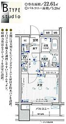 パークウェル秋葉原 3階1Kの間取り