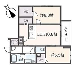 グリナージュ浜田山 2LDKの間取図画像