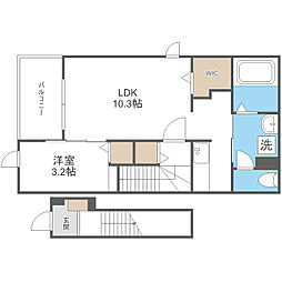 ボン　シャオンスＩＩ 2階1LDKの間取り