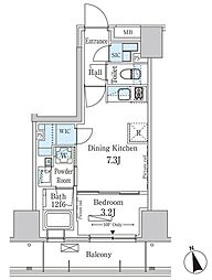 パークアクシス南青山七丁目 5階1DKの間取り