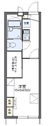 レオパレスエクレール2 1Kの間取図画像