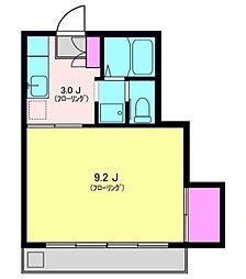 四方ハイツ 3階1Kの間取り