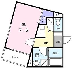 マロンレジデンス 1Kの間取図画像