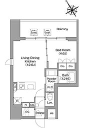バウスフラッツ蔵前 13階1LDKの間取り