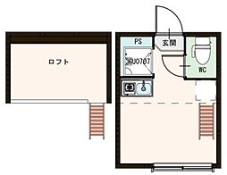 メゾン品川 2階ワンルームの間取り