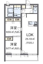 レオネクストエクセルアサヒ6 2LDKの間取図画像