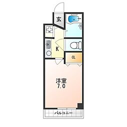 グランデ御池 4階1Kの間取り