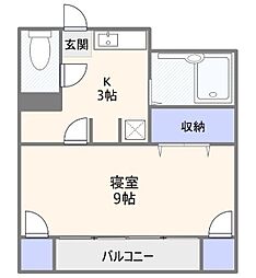 みはるハイツ 1Kの間取図画像