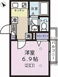 エスポワール東大井 1Kの間取図画像
