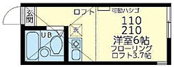 ユナイト鶴見エリック・クラプトン ワンルームの間取図画像