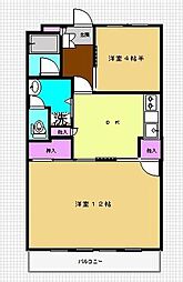 兼六第19ビルコンフォート武蔵関1 2DKの間取図画像