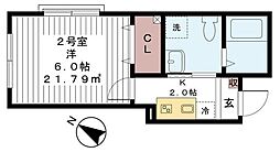 AJ津田沼2 1Kの間取図画像