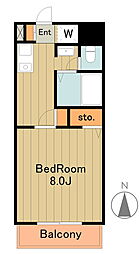 京王動物園線 多摩動物公園駅 徒歩4分の賃貸マンション 2階1Kの間取り