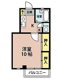 コーポラスタカダ 1Kの間取図画像