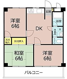 武蔵屋グランパレスA 3DKの間取図画像