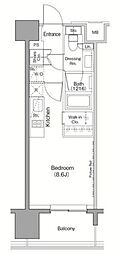 ザ・パークハビオ目黒 ワンルームの間取図画像