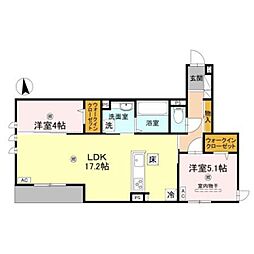 D-ROOM・MB 1階2LDKの間取り