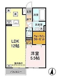 ボナール 1階1LDKの間取り