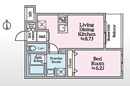 アイルグランデ赤羽 4階1LDKの間取り