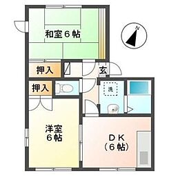 グリーンハイツコーワ 1階2DKの間取り