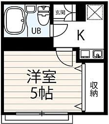 フルール松原A ワンルームの間取図画像