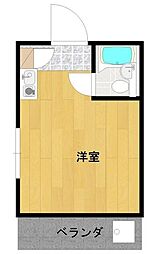 つくばハイツ2 2階ワンルームの間取り