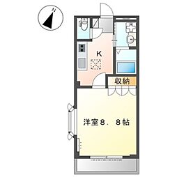 アンジェラ 2階1Kの間取り