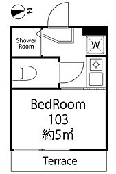 AP1058 ポンデロッサ学芸大学 ワンルームの間取図画像