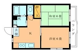 トゥリーベルハイツ 2階2Kの間取り