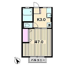 シティハイムケネスA 1Kの間取図画像