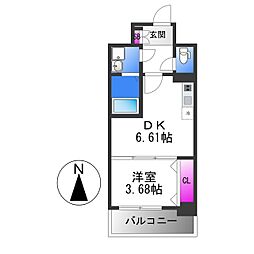メルベーシュ布施 1DKの間取図画像