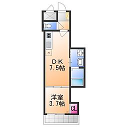 F asecia Pur 湊 1DKの間取図画像