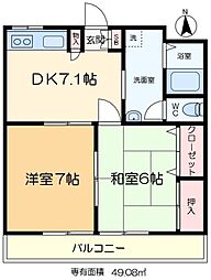 グリーンヒル夏見3 2DKの間取図画像